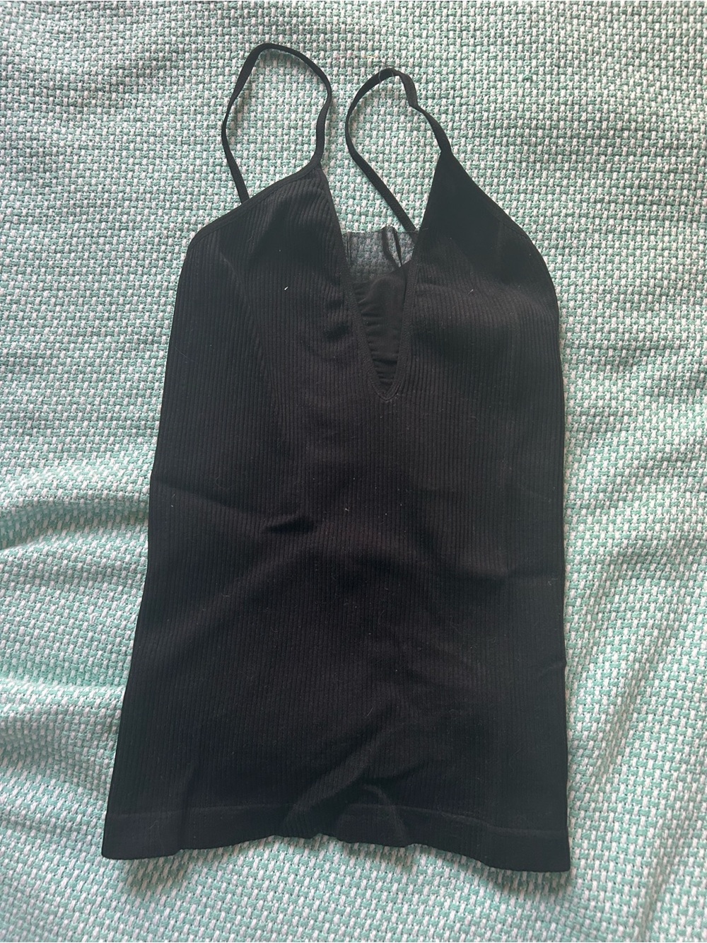 Free People XS/S Black Ribbed V-Neck Tank Top